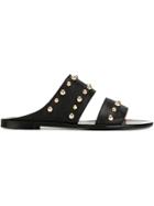 Lanvin Studded Double Strap Sliders - Black