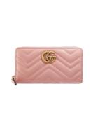 Gucci Gg Marmont Zip Around Wallet - Pink & Purple