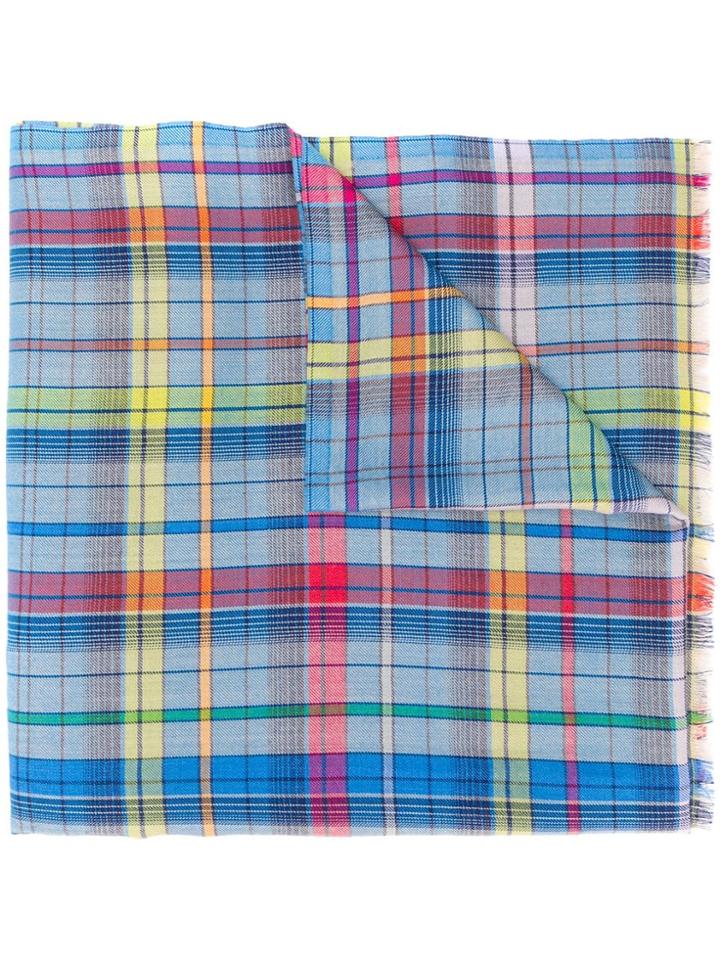 Etro Tartan Scarf - Blue