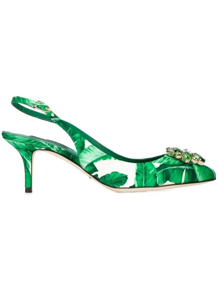 Dolce & Gabbana Banana Leaf Print Slingback Pumps