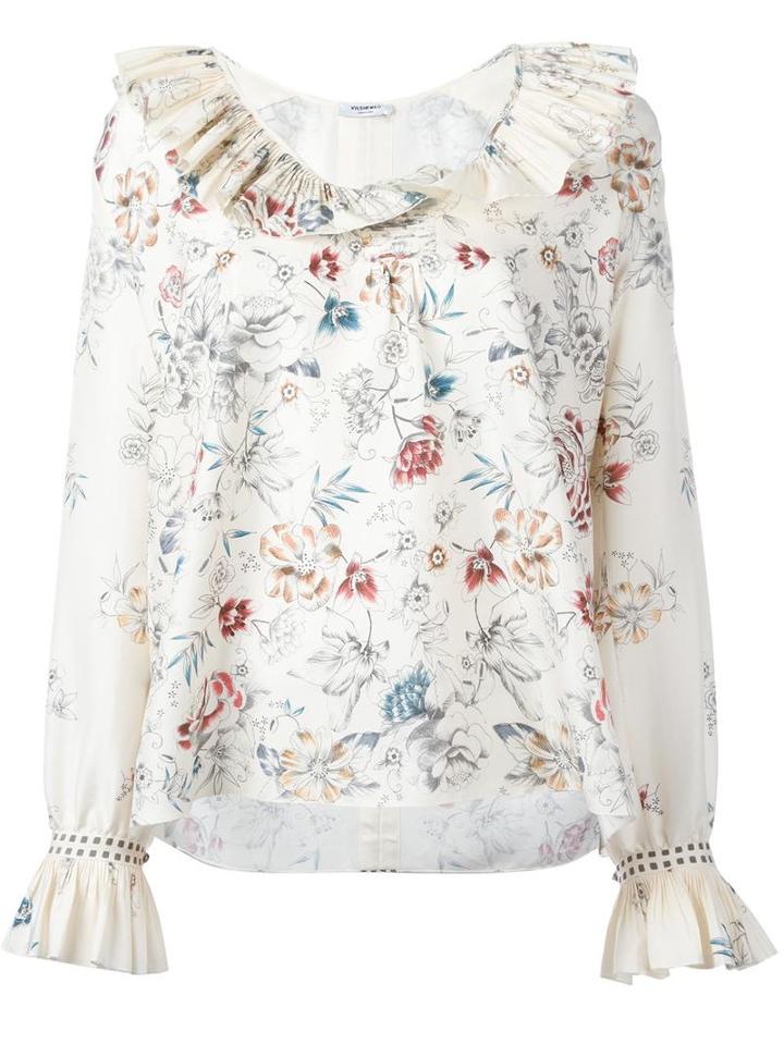 Vilshenko Skye Floral Print Blouse, Women's, Size: 8, Nude/neutrals, Silk