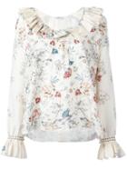 Vilshenko Skye Floral Print Blouse, Women's, Size: 8, Nude/neutrals, Silk