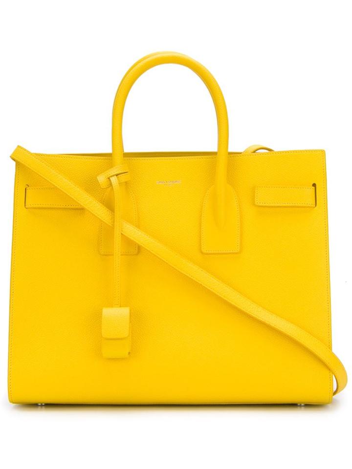 Saint Laurent Small Sac De Jour Tote, Women's, Yellow/orange, Calf Leather
