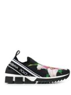 Dolce & Gabbana Lily Print Sorrento Sneakers - Black