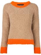 Boutique Moschino Contrast Stripe Jumper, Women's, Size: 44, Brown, Acrylic/polyamide/wool/alpaca