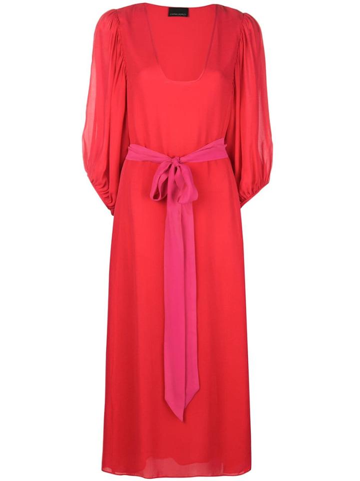 Cynthia Rowley U Neck Midi Dress - Red