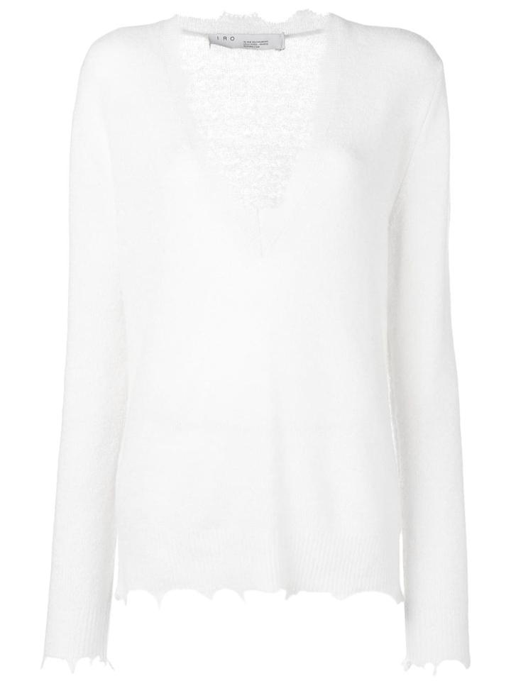 Iro Deep V-neck Knitted Sweater - White