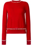 Givenchy - Faux Pearl Trim Jumper - Women - Silk/cashmere/wool - S, Red, Silk/cashmere/wool