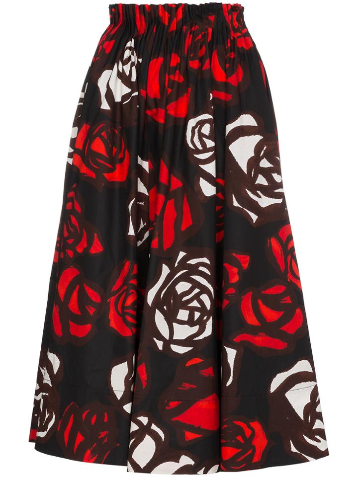 Marni Midi Pleated Floral Skirt - Yellow & Orange