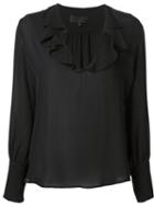Nili Lotan Ruffle Collar 'jagger' Blouse, Women's, Size: Xs, Black, Silk