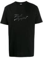 Karl Lagerfeld Metallic Signature Logo T-shirt - Black