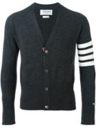 Thom Browne V-neck Cardigan With 4-bar Stripe In Dark Grey Cashmere