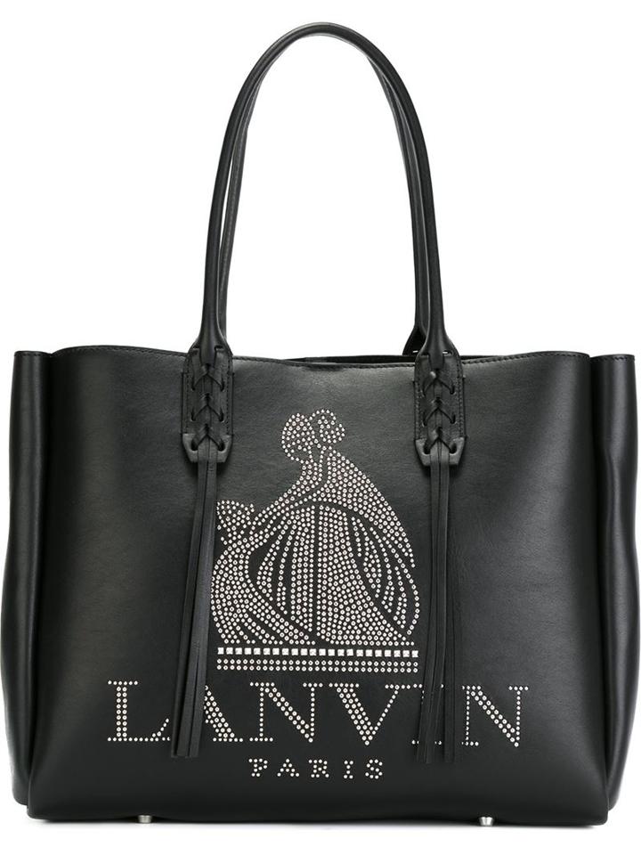 Lanvin Studded Logo Fringed Tote, Women's, Black