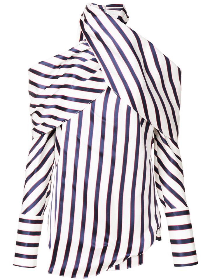 Monse Striped Cold Shoulder Blouse - Blue