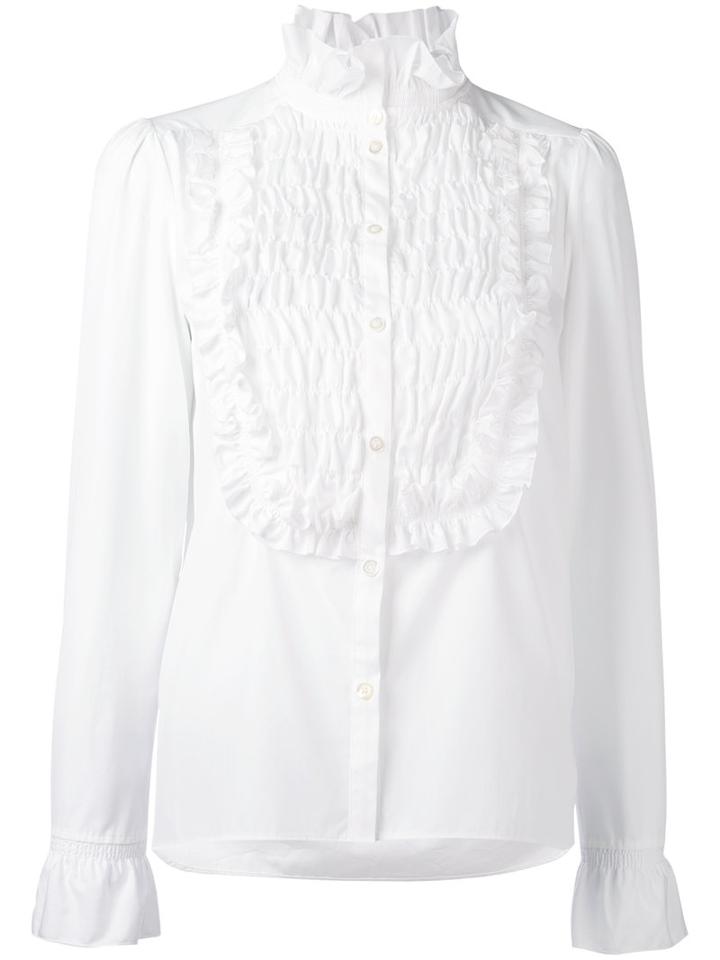 See By Chloé - Pie Crust Collar Smocked Blouse - Women - Cotton - 38, White, Cotton