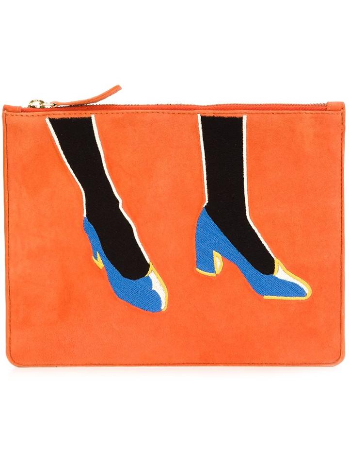 Lizzie Fortunato Jewels Shoes Print Clutch, Women's, Yellow/orange