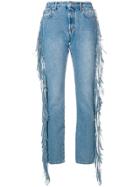 Msgm Fringed Straight-leg Jeans - Blue