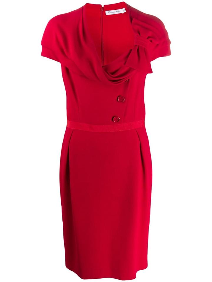 Christian Dior Pre-owned 1990s Draped Neck Dress - Red