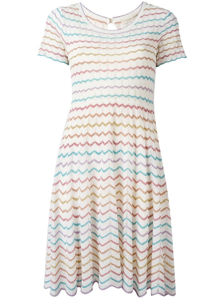 Marc Jacobs Zigzag Flared Dress, Women's, Size: Medium, Pink/purple, Viscose/nylon/metallic Fibre/silk