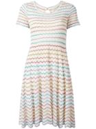 Marc Jacobs Zigzag Flared Dress, Women's, Size: Medium, Pink/purple, Viscose/nylon/metallic Fibre/silk