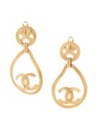 Chanel Vintage Tear Drop Swing Earrings - Gold