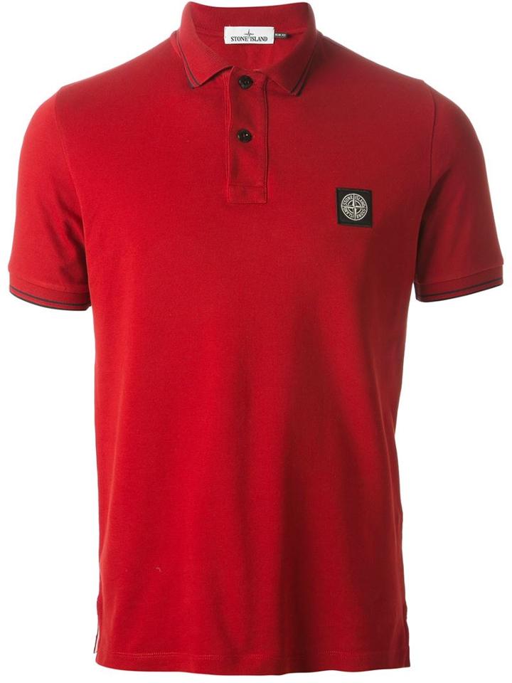 Stone Island Classic Polo Shirt, Men's, Size: L, Red, Cotton/spandex/elastane
