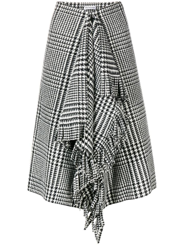Balenciaga Houndstooth Asymmetric Skirt - Black