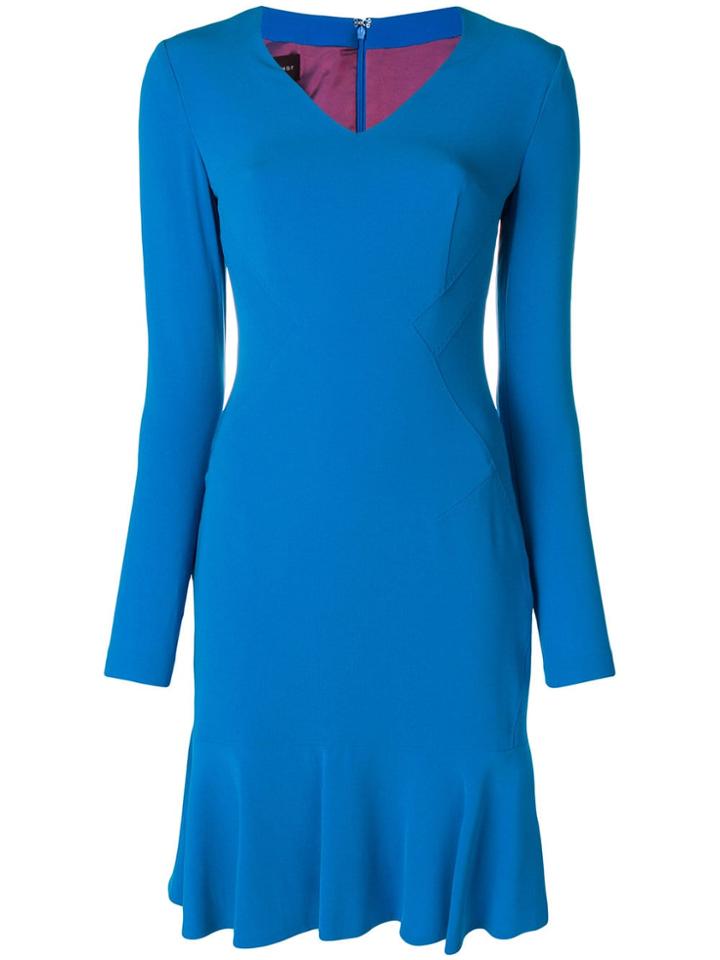 Talbot Runhof Fitted V-neck Dress - Blue