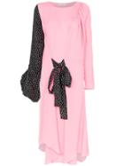 Jw Anderson Polka Dot Print Balloon Sleeve Silk Dress - Pink