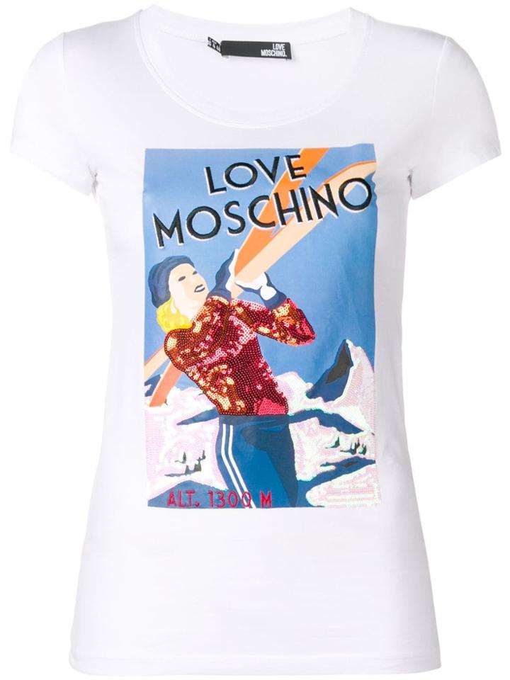 Love Moschino Ski Print T-shirt - White