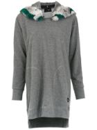 Andrea Bogosian Fur Trimming Hood Blouse - Grey