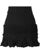 Carven Ruffled Hem A-line Skirt, Women's, Size: 40, Black, Polyester