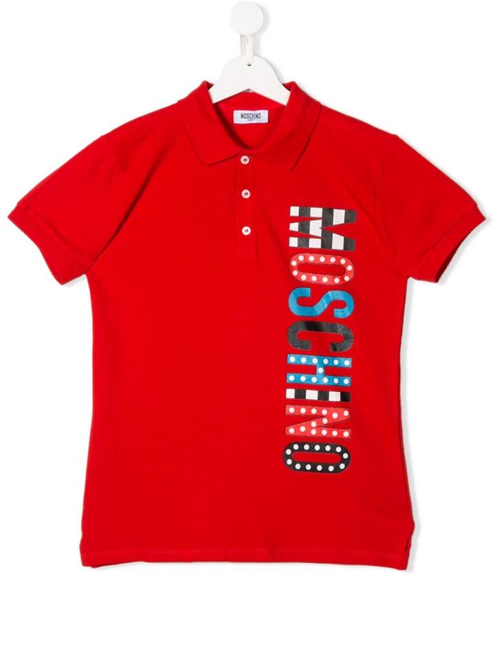 Moschino Kids Teen Logo Print Polo Shirt - Red