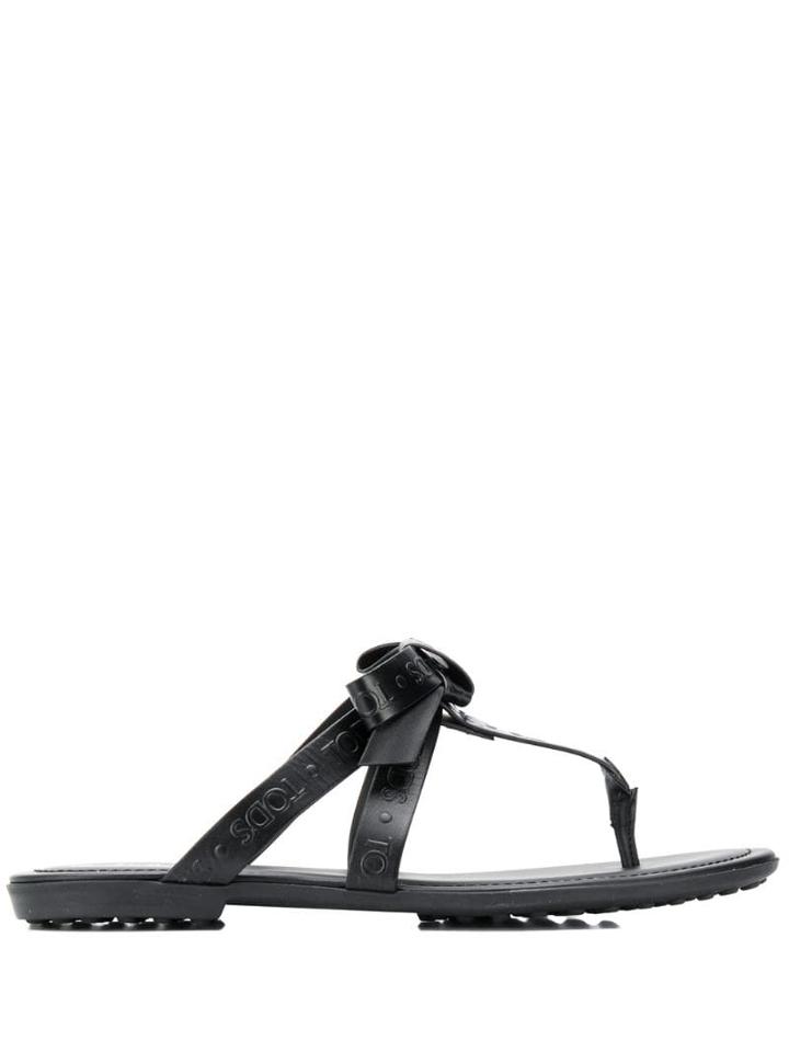 Tod's Embossed Logo Flat Sandals - Black