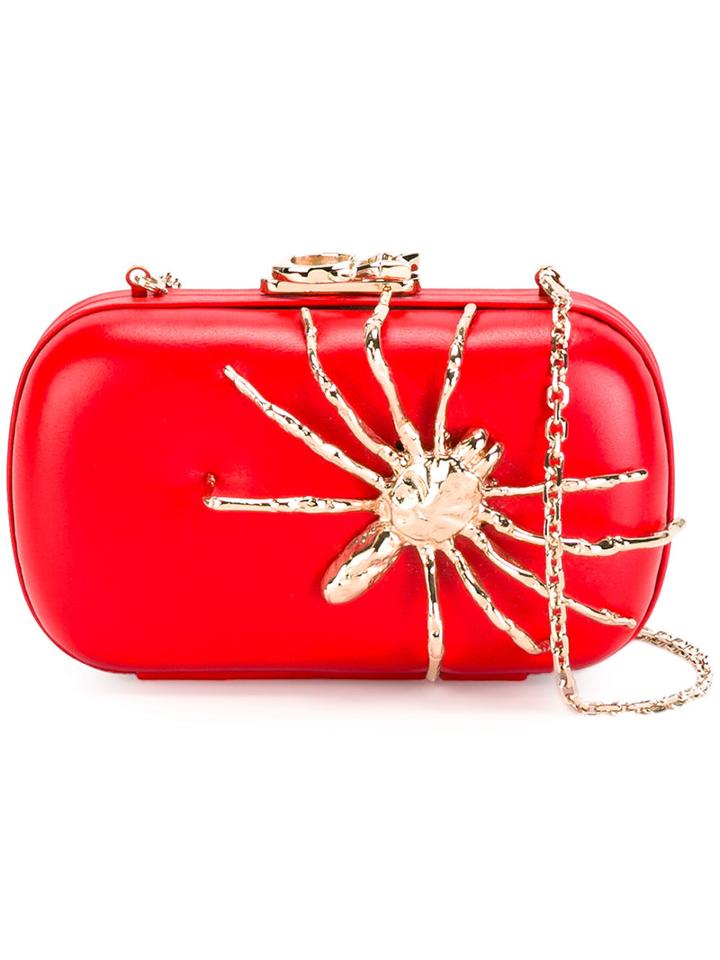 Corto Moltedo Susan C Star Clutch Bag, Women's, Red, Nappa Leather/brass/silk Satin