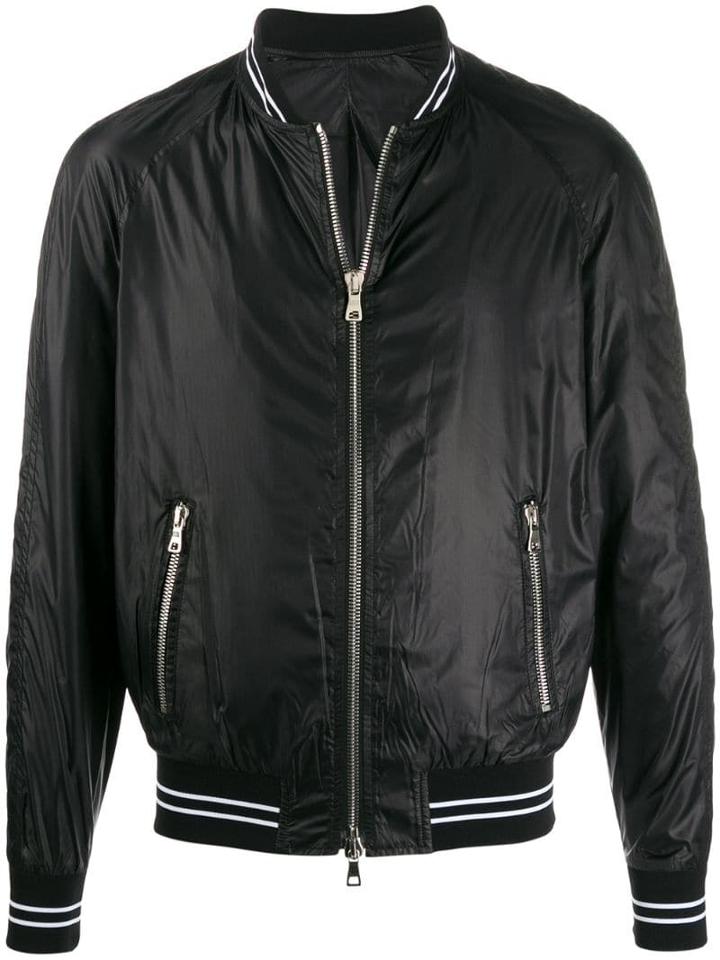 Balmain Logo Print Bomber Jacket - Black