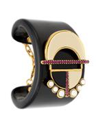 Camila Klein Embellished Resin Cuff - Black