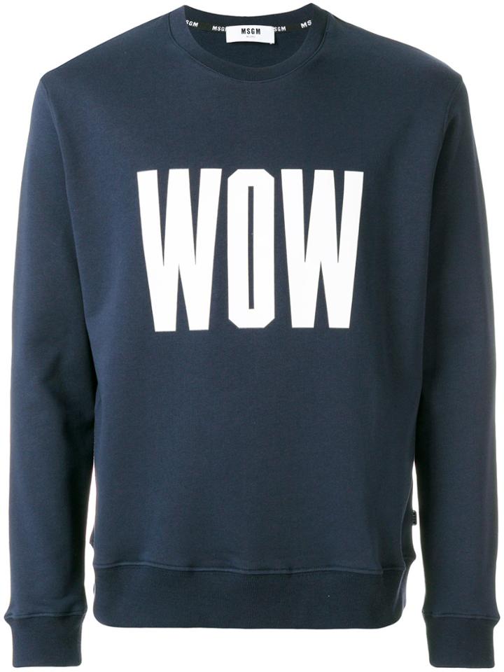 Msgm Logo Embroidered Sweatshirt - Blue