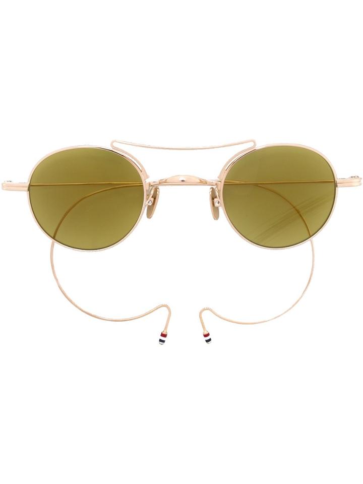 Thom Browne Eyewear Small Round Yellow Gold & Yellow Wrap Sunglasses -