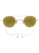Thom Browne Eyewear Small Round Yellow Gold & Yellow Wrap Sunglasses -