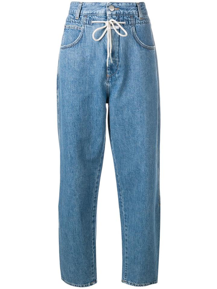 Closed High-waisted Barrel Leg Jeans - Blue