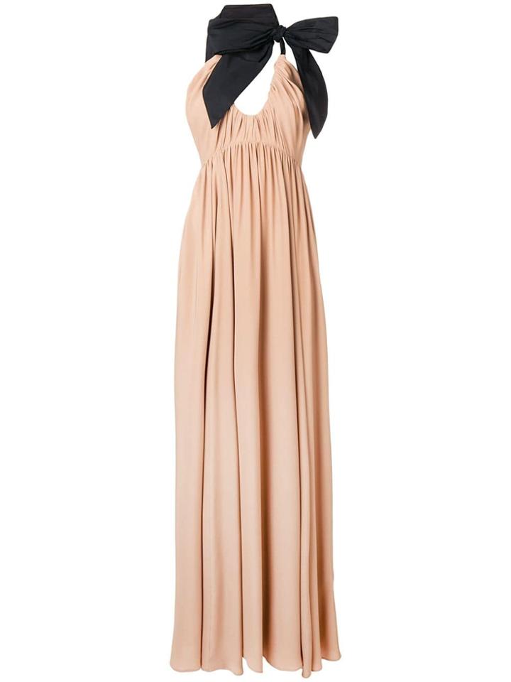 No21 Oversized Bow Evening Dress - Neutrals