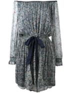 Twin-set Off-the-shoulder Floral Dress, Women's, Size: Xs, Blue, Viscose/cotton