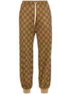 Gucci Logo Print Drawstring Cotton Blend Track Pants - Brown