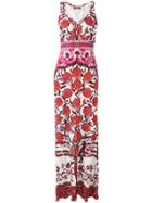 Roberto Cavalli Rose Print Maxi Dress - White