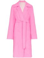 Helmut Lang Disco Pink Belt Tie Wool Coat