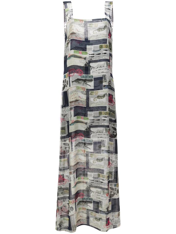 Oscar De La Renta Mykonos Postcard Print Dress - Blue
