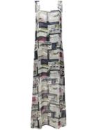 Oscar De La Renta Mykonos Postcard Print Dress - Blue