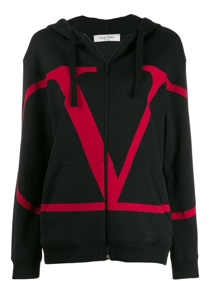 Valentino Vlogo Full-zipped Hoodie - Black