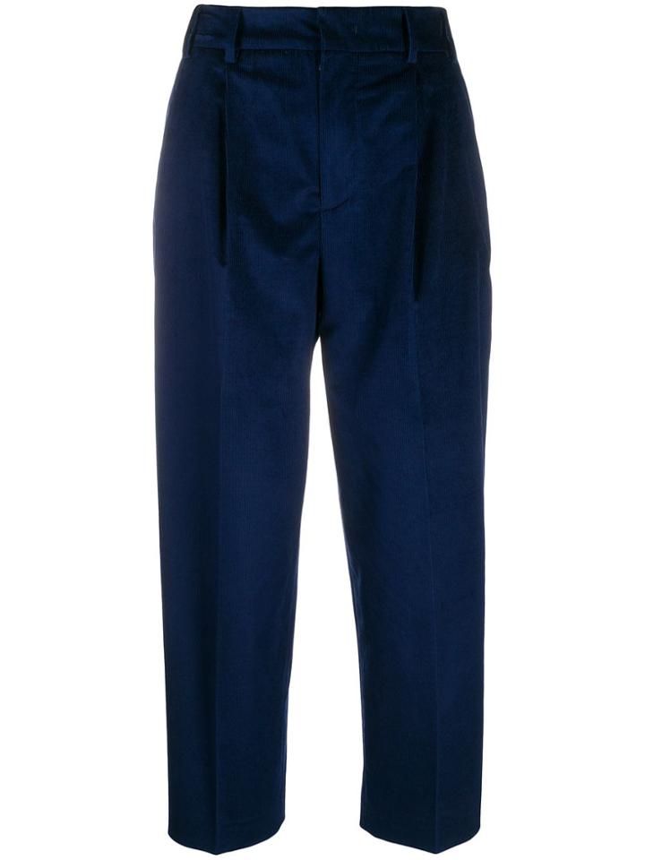 Pt01 Cropped-length Tailored Trousers - Blue